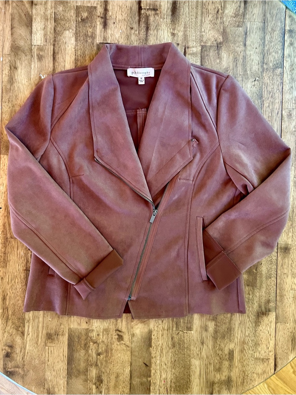 Philosophy Suede-Look Asymmetrical Zip Jacket